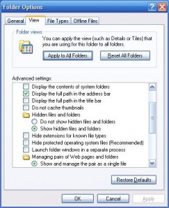 Windows XP Folder Options - Computer Repair Sacramento CA