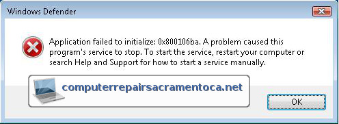 Windows Defender Error 0x800106ba - Computer Repair Sacramento