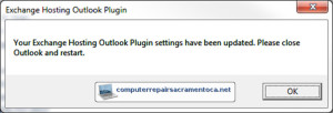 Outlook Error: Your Exchange Hosting Outlook Plugin Settings Have Been Updated
